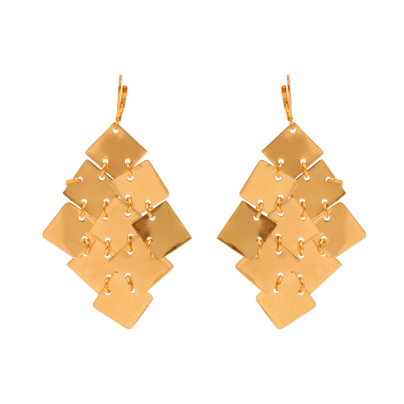 Push Back Drop Earrings for Convenience -Pixel Chainmail Earrings