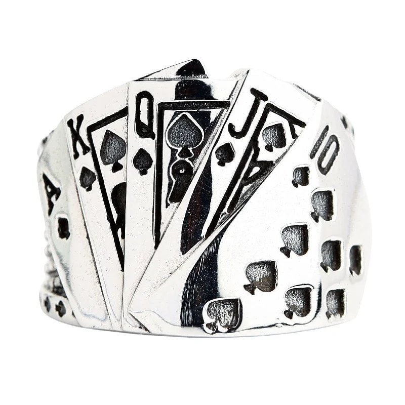 Playing Card Poker Sterling Silver Biker Ring