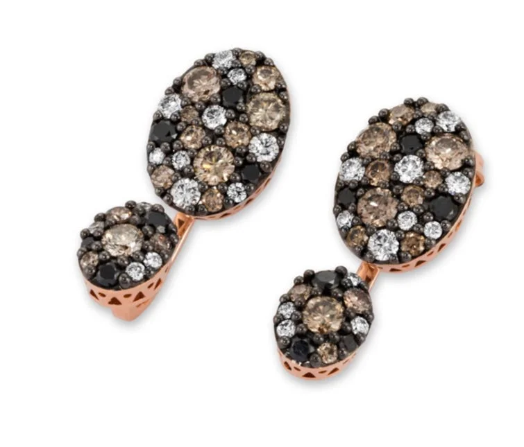 Square Drop Earrings for Modern -Ponte Vecchio- Pitti 18K ROSE GOLD D.23 BR. 40 BLK.27 EARRINGS CO1573BBWR