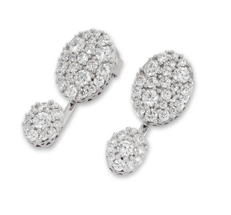 Round Drop Earrings for Classic -Ponte Vecchio- Pitti 18K WHITE GOLD D.81TW EARRINGS CO1573BRW