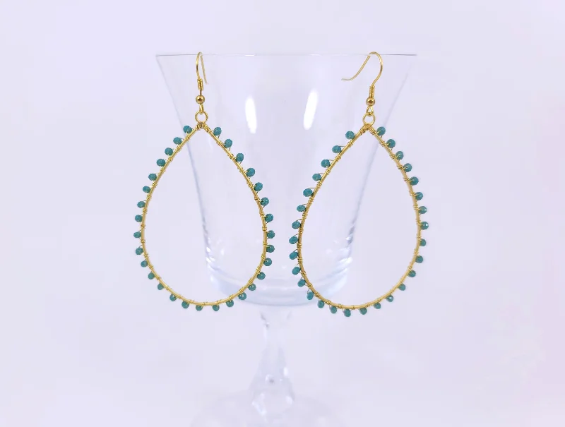 Rhinestone Drop Earrings for Sparkle -Teal Crystal Earrings