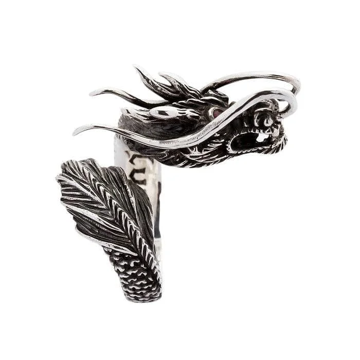 Red Eyes Sterling Silver Dragon Ring