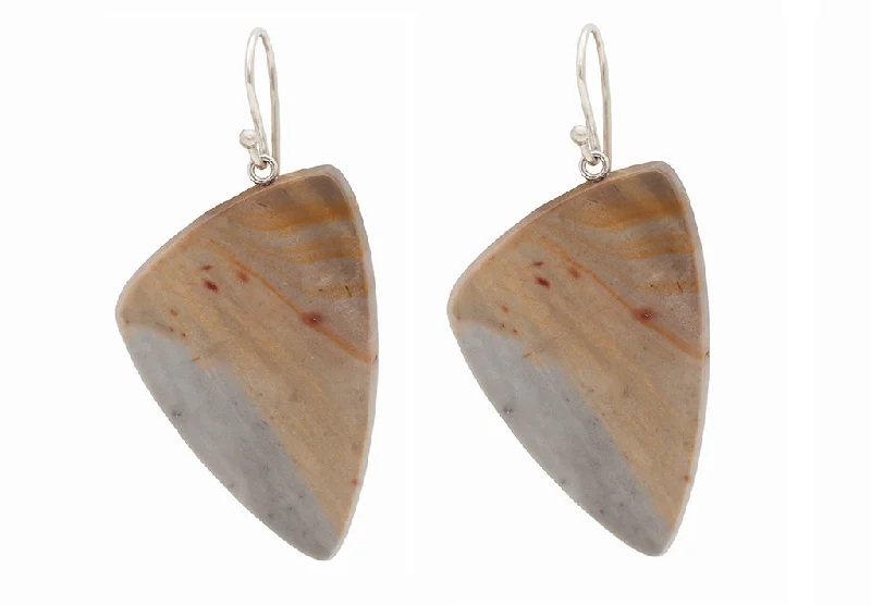 Vintage Drop Earrings with Patina -Red Sunset Jasper Drops & Sterling Silver Hook Earrings