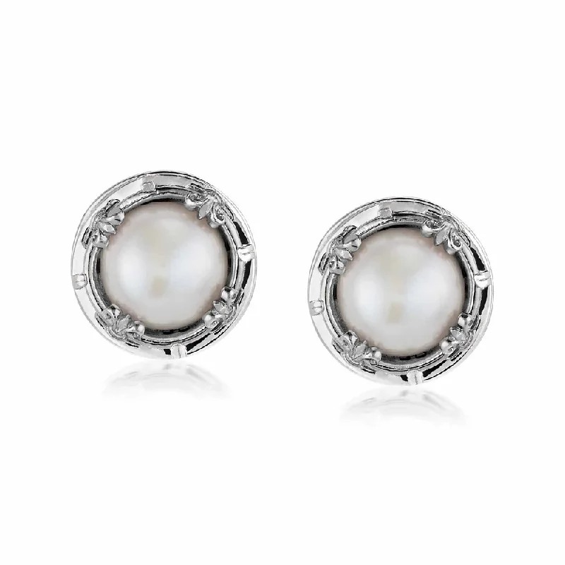 Beaded Drop Earrings for Party -Large Round Pearl Stud Earrings