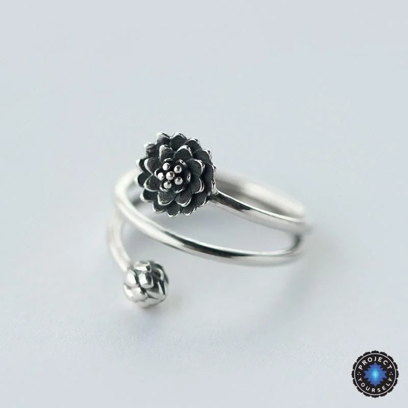 Silver Triple Wrap Lotus Ring