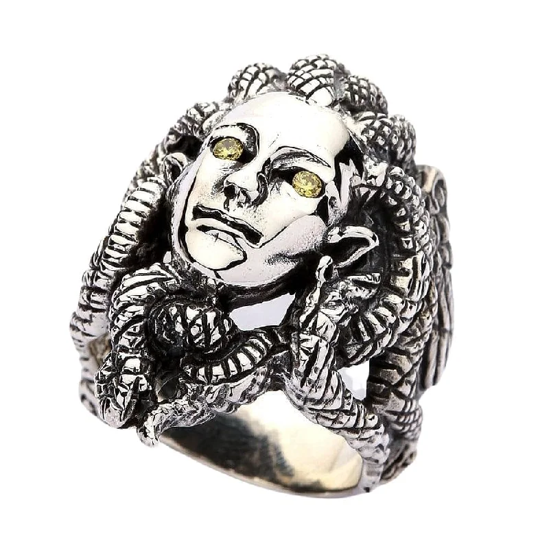 Snake Head Gorgon Medusa Sterling Silver Gothic Ring