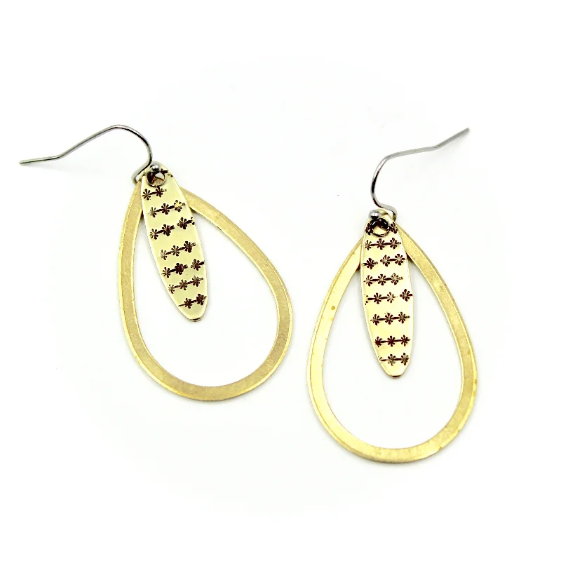 Drop Earrings for Wedding Ceremony -Stamped Teardrop Earrings