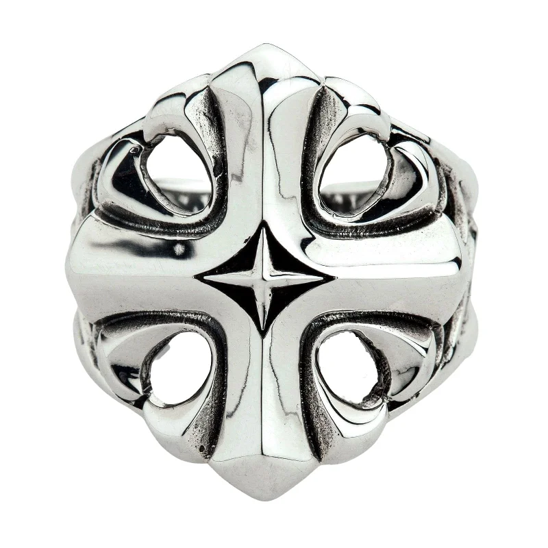 Star Cross Sterling Silver Men's Ring