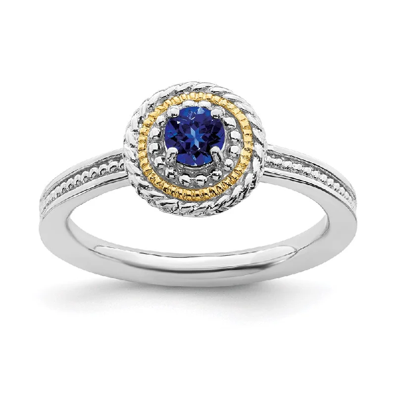 Sterling Silver & 14k Stackable Expressions Created Sapphire Ring | QSK922