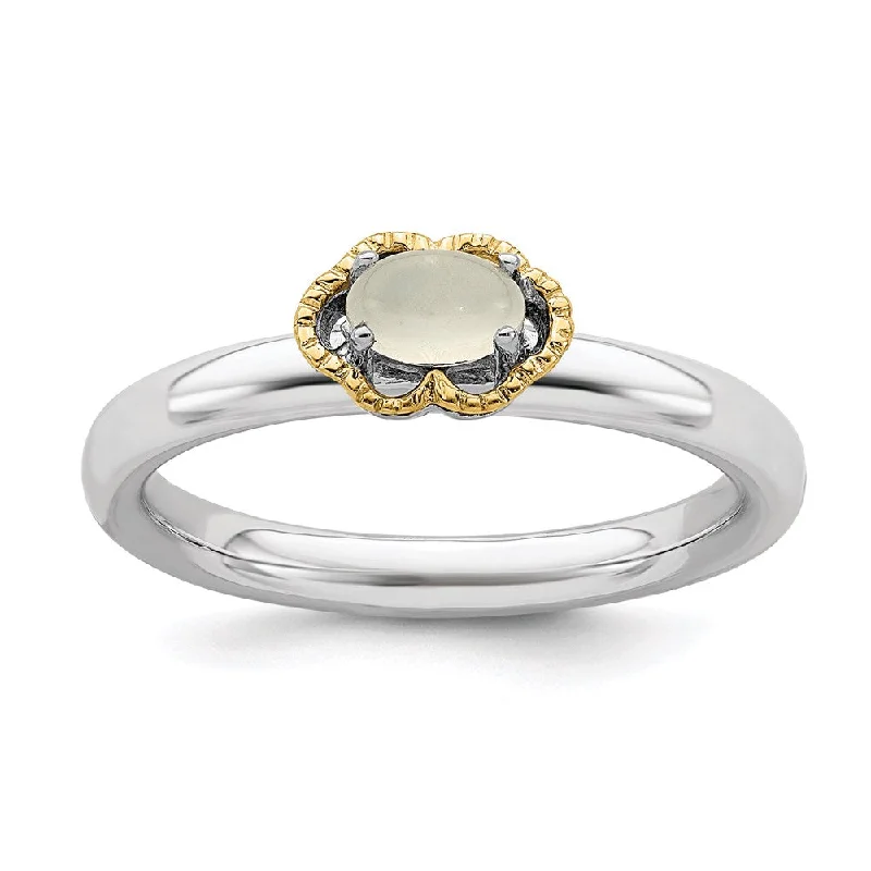 Sterling Silver & 14k Stackable Expressions Moonstone Polished Ring | QSK907