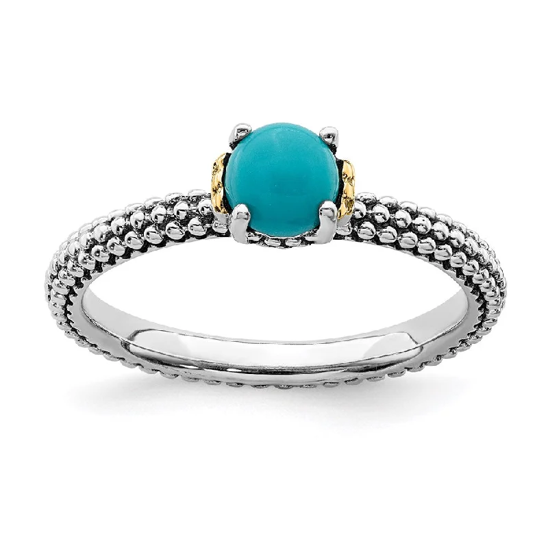 Sterling Silver & 14k Stackable Expressions Turquoise Antiqued Ring | QSK855