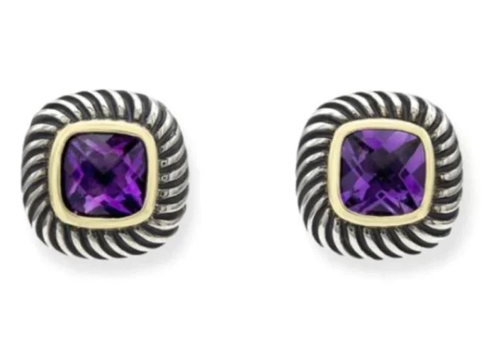 Drop Earrings for Travel Look -Sterling Silver 14Y David Yurman Amethyst Albion Earrings