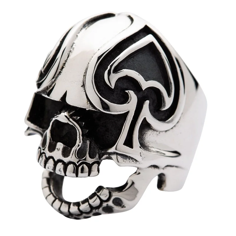 Sterling Silver Spade Skull Ring