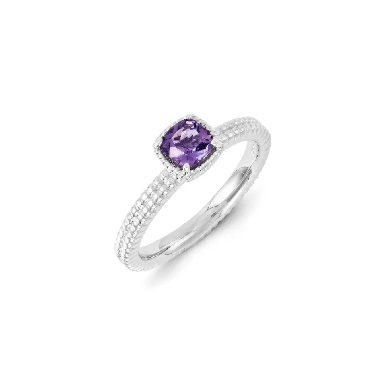 Sterling Silver Stackable Expressions Amethyst Ring | QSK1099