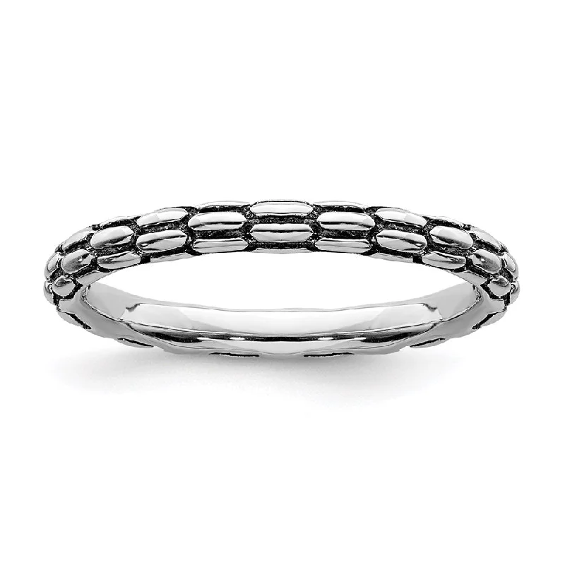 Sterling Silver Stackable Expressions Antiqued Ring | QSK797