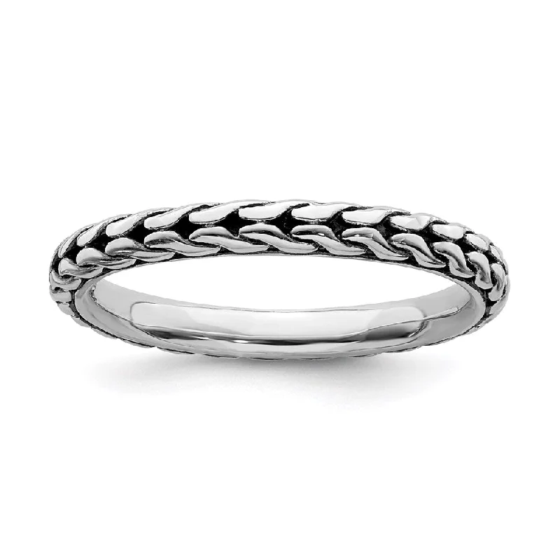 Sterling Silver Stackable Expressions Antiqued Ring | QSK798