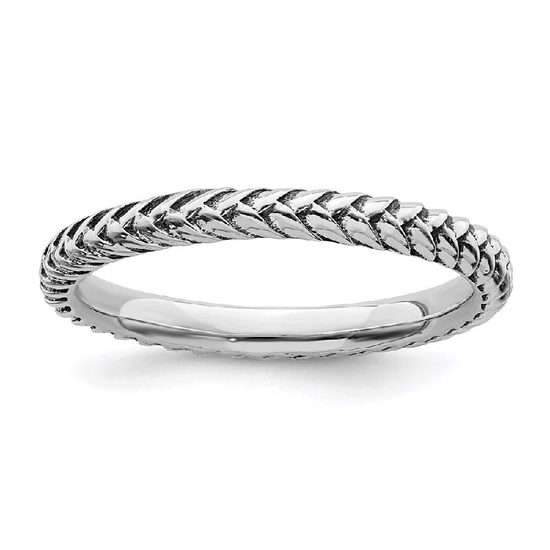 Sterling Silver Stackable Expressions Antiqued Ring | QSK801