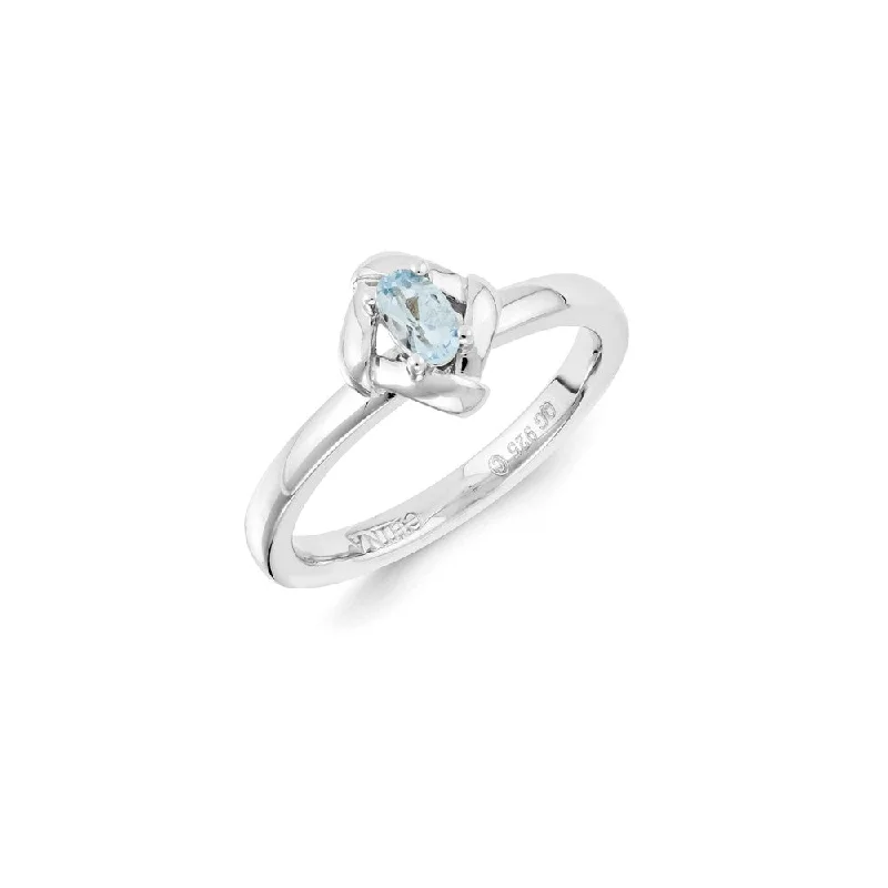 Sterling Silver Stackable Expressions Aquamarine Ring | QSK1287