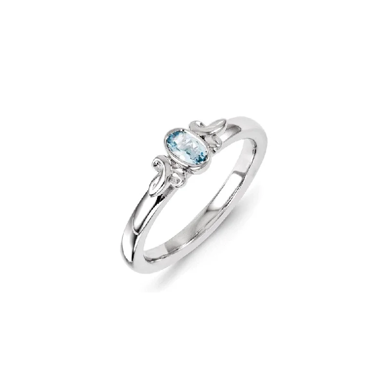 Sterling Silver Stackable Expressions Aquamarine Ring | QSK1298