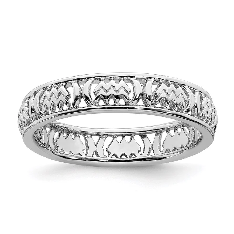 Sterling Silver Stackable Expressions Aquarius Zodiac Ring | QSK2017