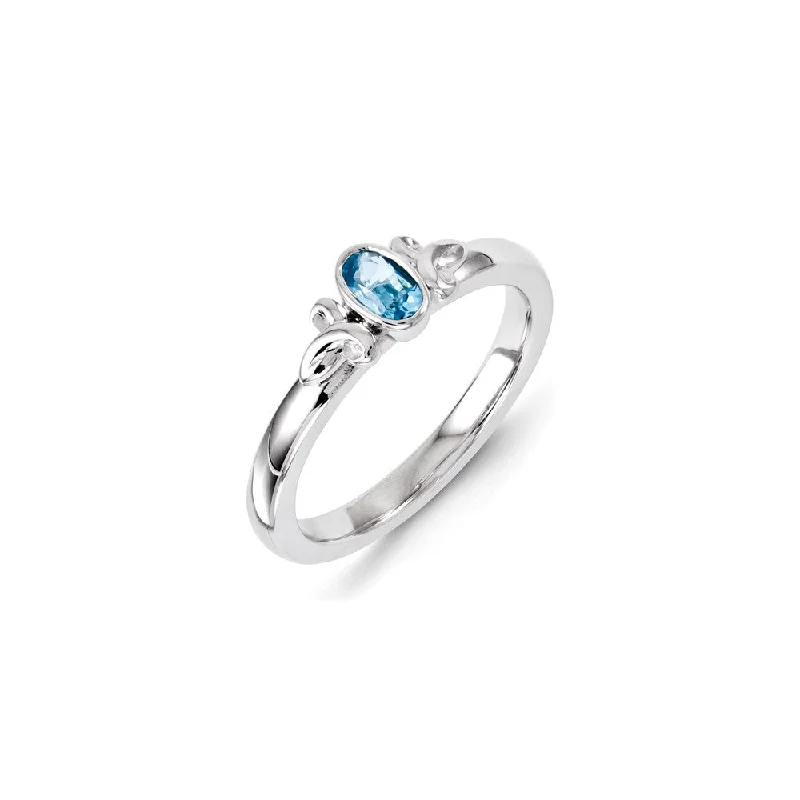 Sterling Silver Stackable Expressions Blue Topaz Ring | QSK1296