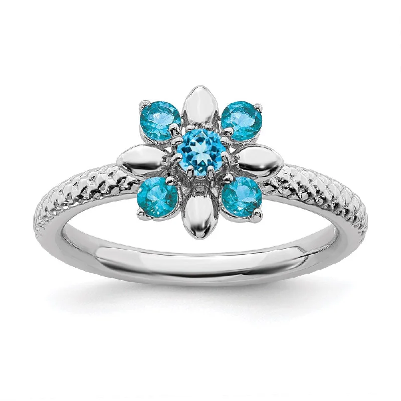 Sterling Silver Stackable Expressions Blue Topaz Ring | QSK794