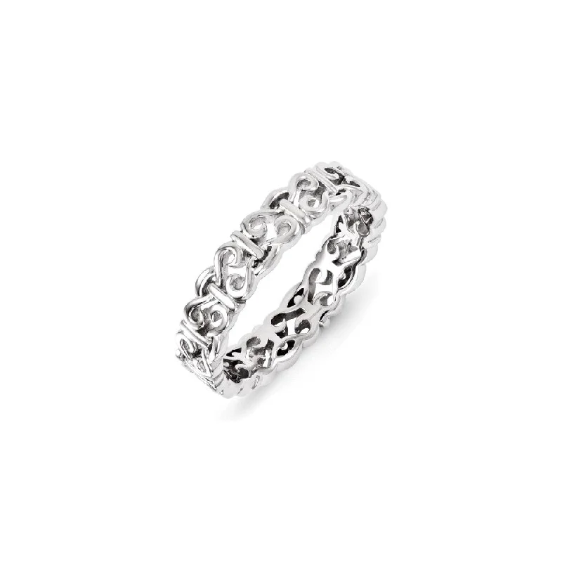 Sterling Silver Stackable Expressions Carved Band Ring | QSK1438