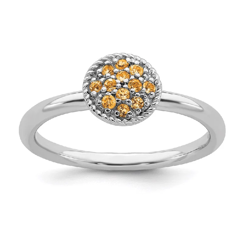 Sterling Silver Stackable Expressions Citrine Rhodium Ring | QSK320