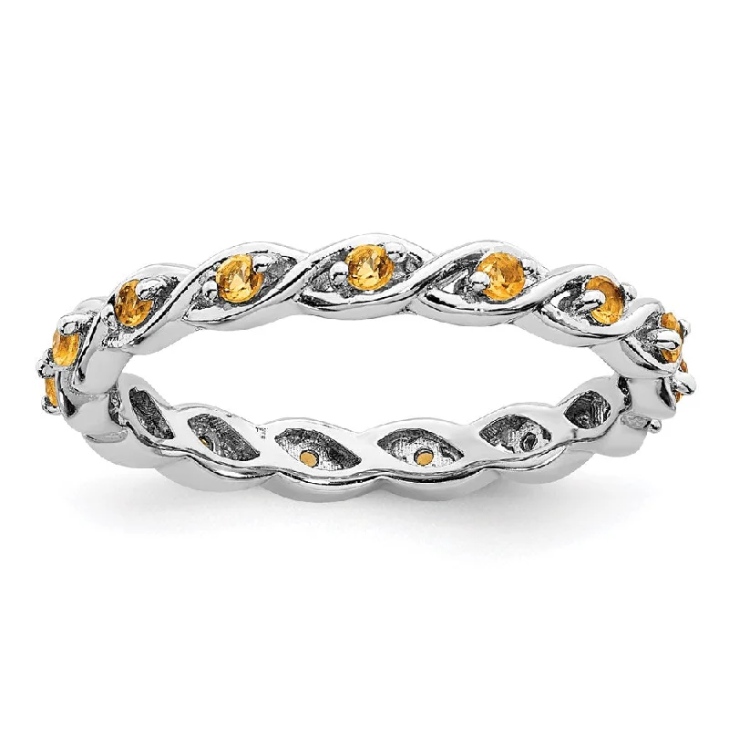 Sterling Silver Stackable Expressions Citrine Ring | QSK1480