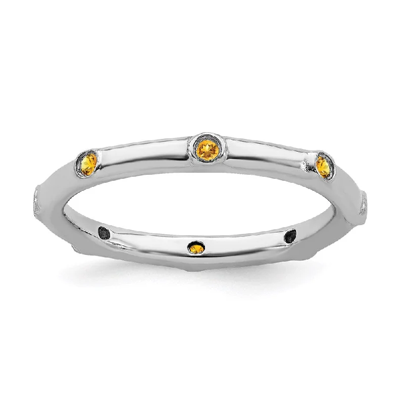 Sterling Silver Stackable Expressions Citrine Ring | QSK384