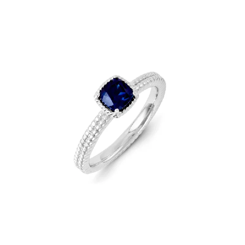 Sterling Silver Stackable Expressions Created Blue Sapphire Ring | QSK1096