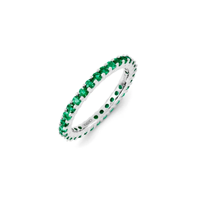 Sterling Silver Stackable Expressions Created Emerald Ring | QSK1170