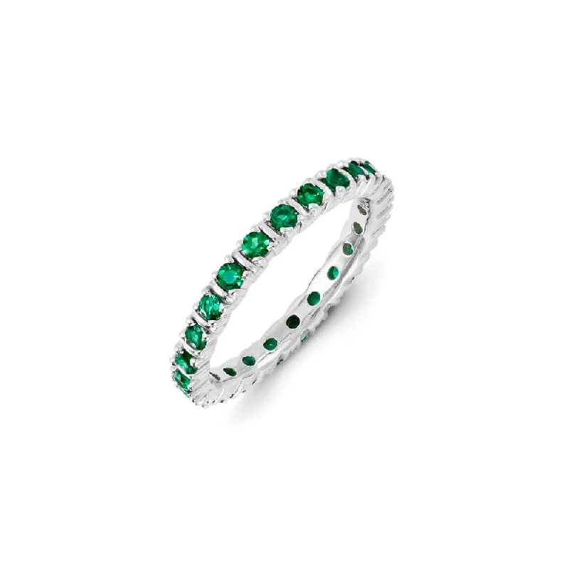 Sterling Silver Stackable Expressions Created Emerald Ring | QSK1190