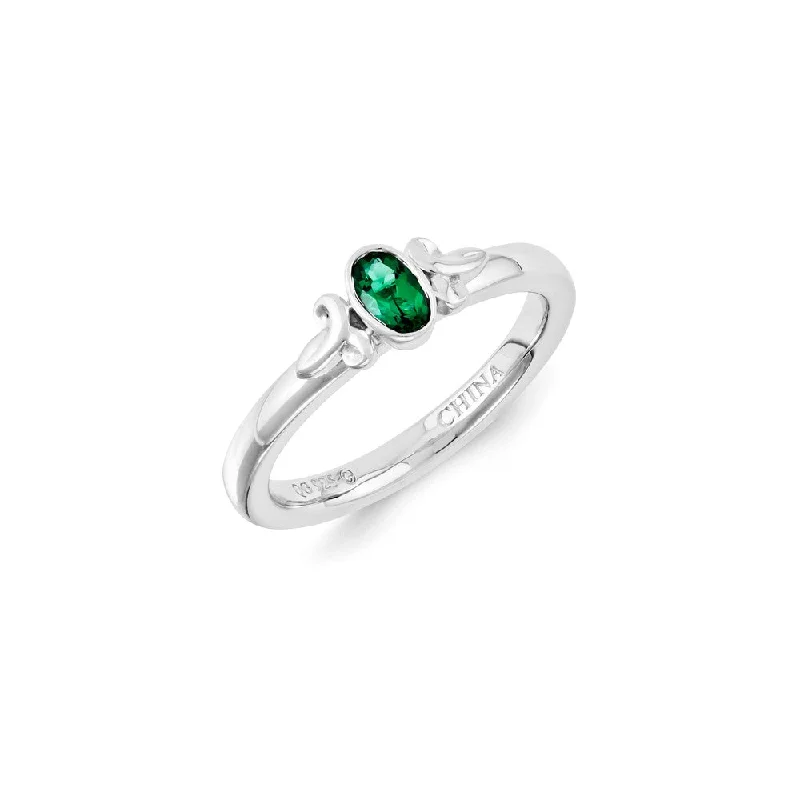 Sterling Silver Stackable Expressions Created Emerald Ring | QSK1288