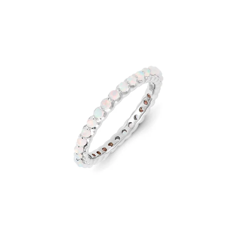 Sterling Silver Stackable Expressions Created Opal Ring | QSK1186