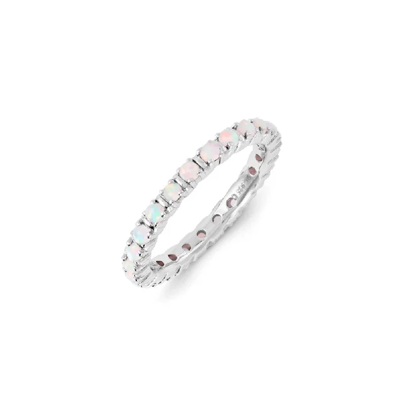 Sterling Silver Stackable Expressions Created Opal Ring | QSK1196