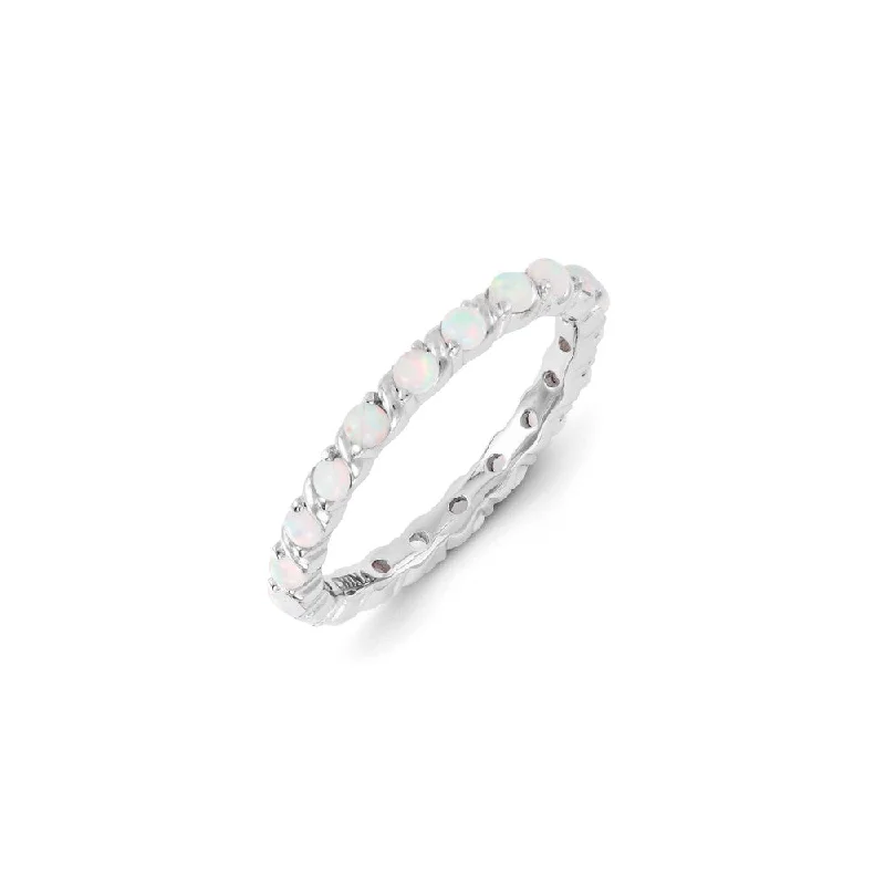 Sterling Silver Stackable Expressions Created Opal Ring | QSK1206