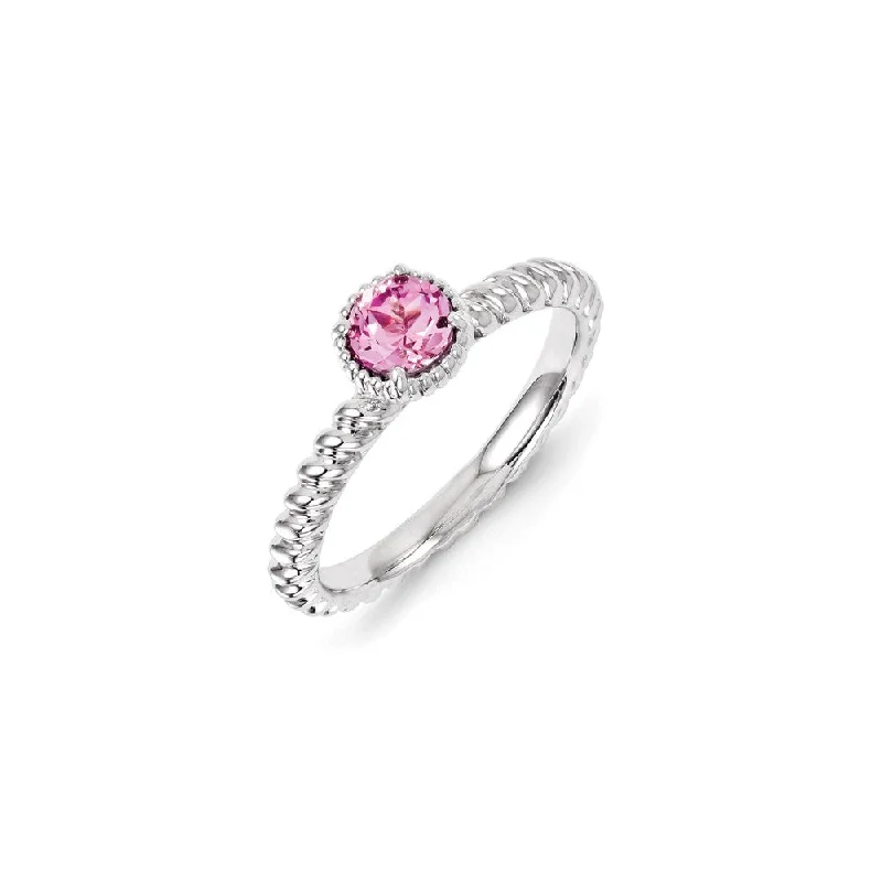 Sterling Silver Stackable Expressions Created Pink Sapphire Ring | QSK1107