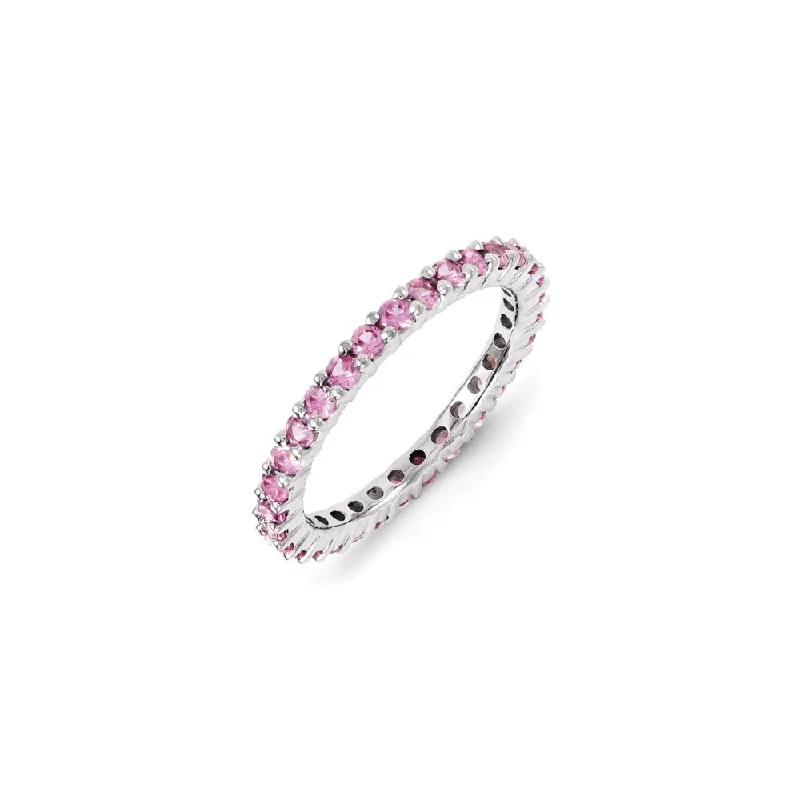 Sterling Silver Stackable Expressions Created Pink Sapphire Ring | QSK1172