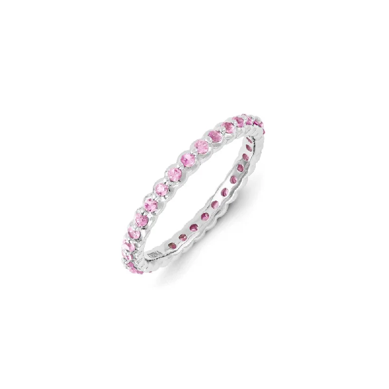 Sterling Silver Stackable Expressions Created Pink Sapphire Ring | QSK1182