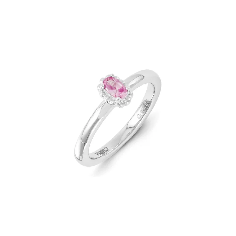 Sterling Silver Stackable Expressions Created Pink Sapphire Ring | QSK1268