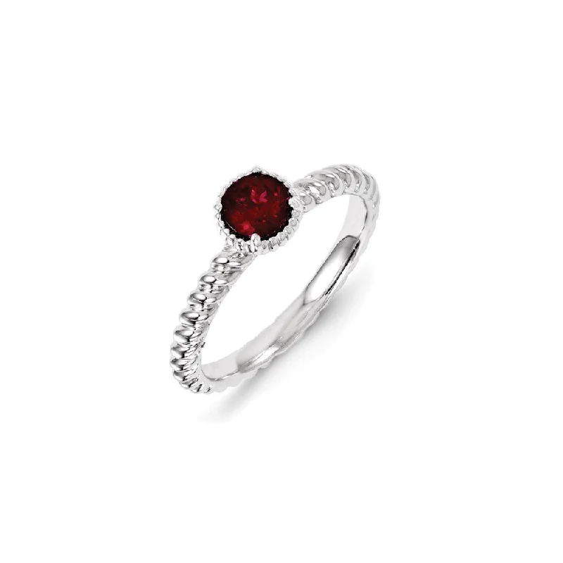 Sterling Silver Stackable Expressions Created Ruby Ring | QSK1108