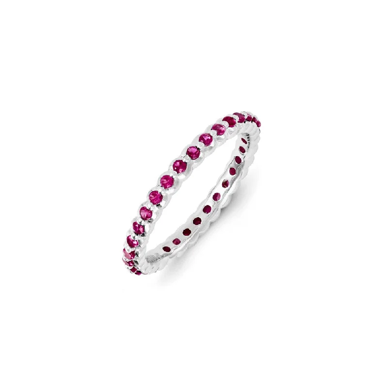 Sterling Silver Stackable Expressions Created Ruby Ring | QSK1183