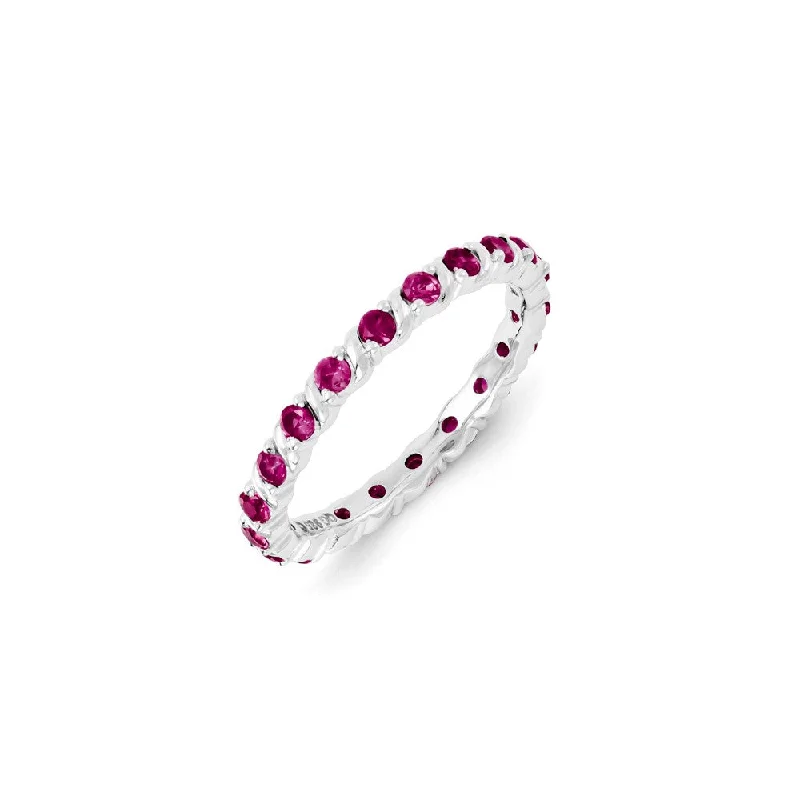 Sterling Silver Stackable Expressions Created Ruby Ring | QSK1203