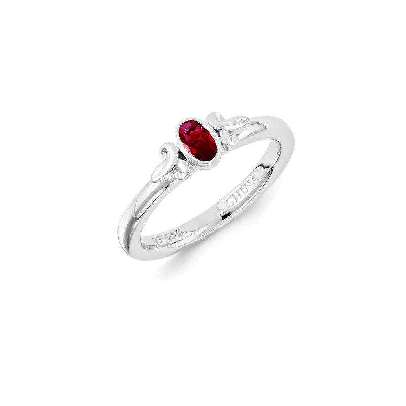 Sterling Silver Stackable Expressions Created Ruby Ring | QSK1291