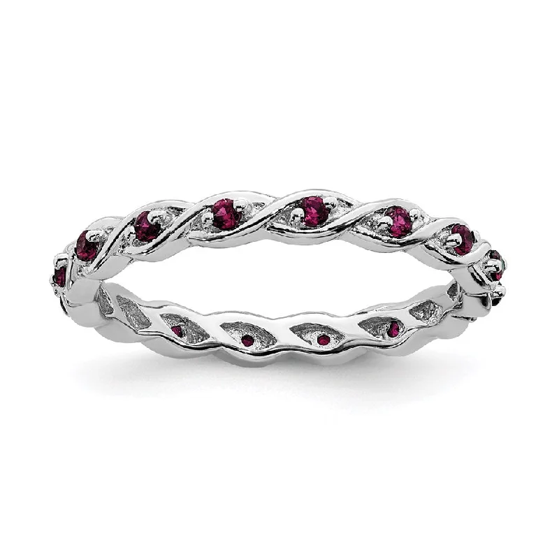 Sterling Silver Stackable Expressions Created Ruby Ring | QSK1476