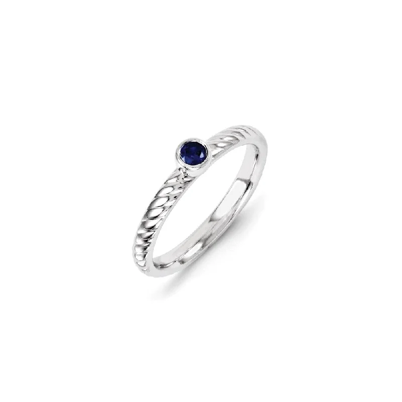 Sterling Silver Stackable Expressions Created Sapphire Ring | QSK1256