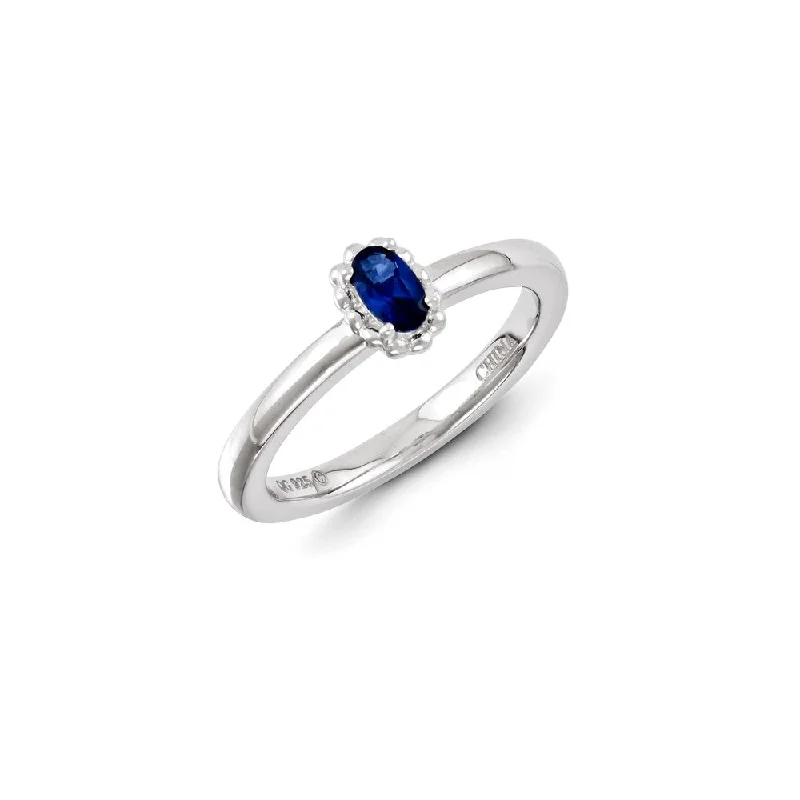 Sterling Silver Stackable Expressions Created Sapphire Ring | QSK1267