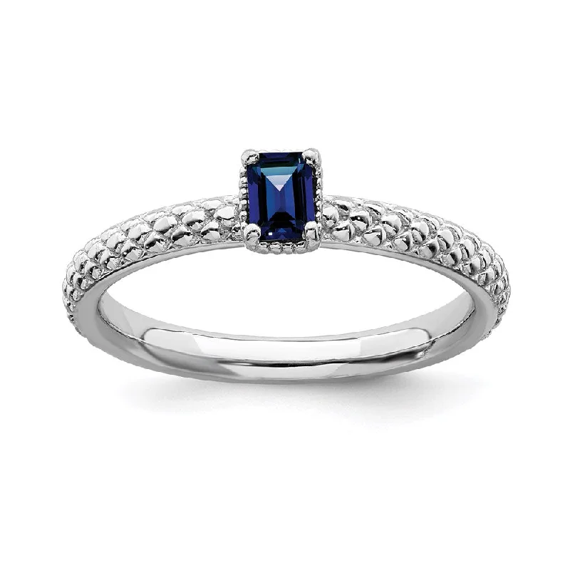 Sterling Silver Stackable Expressions Created Sapphire Single Stone Ring | QSK1581