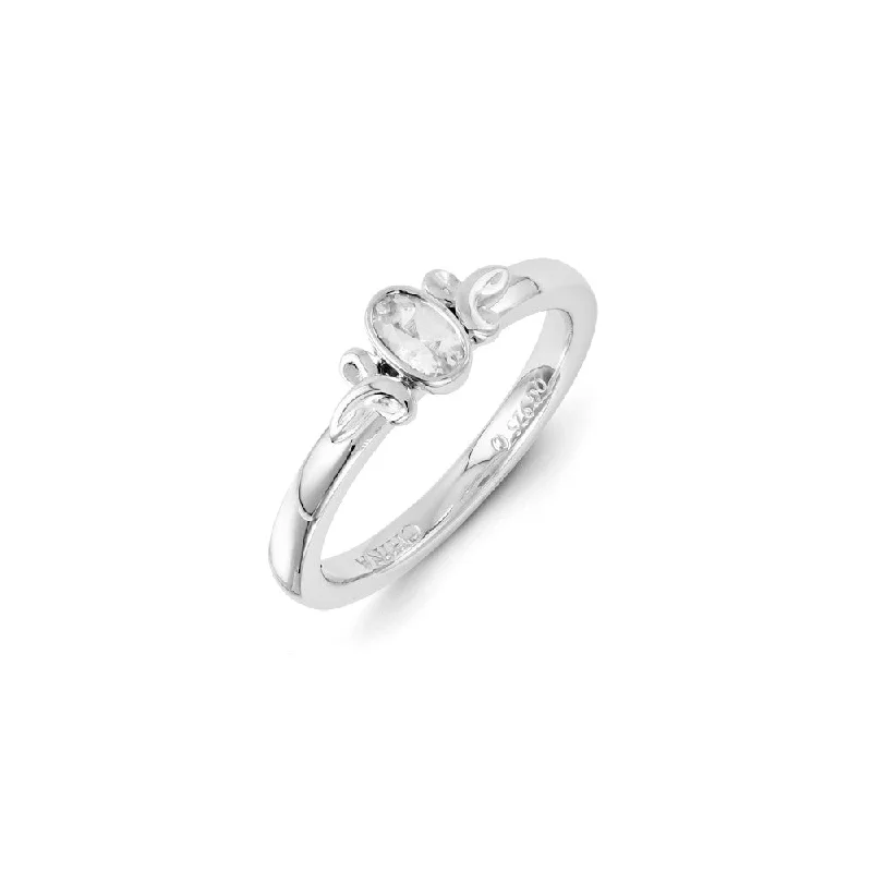 Sterling Silver Stackable Expressions Created White Sapphire Ring | QSK1297